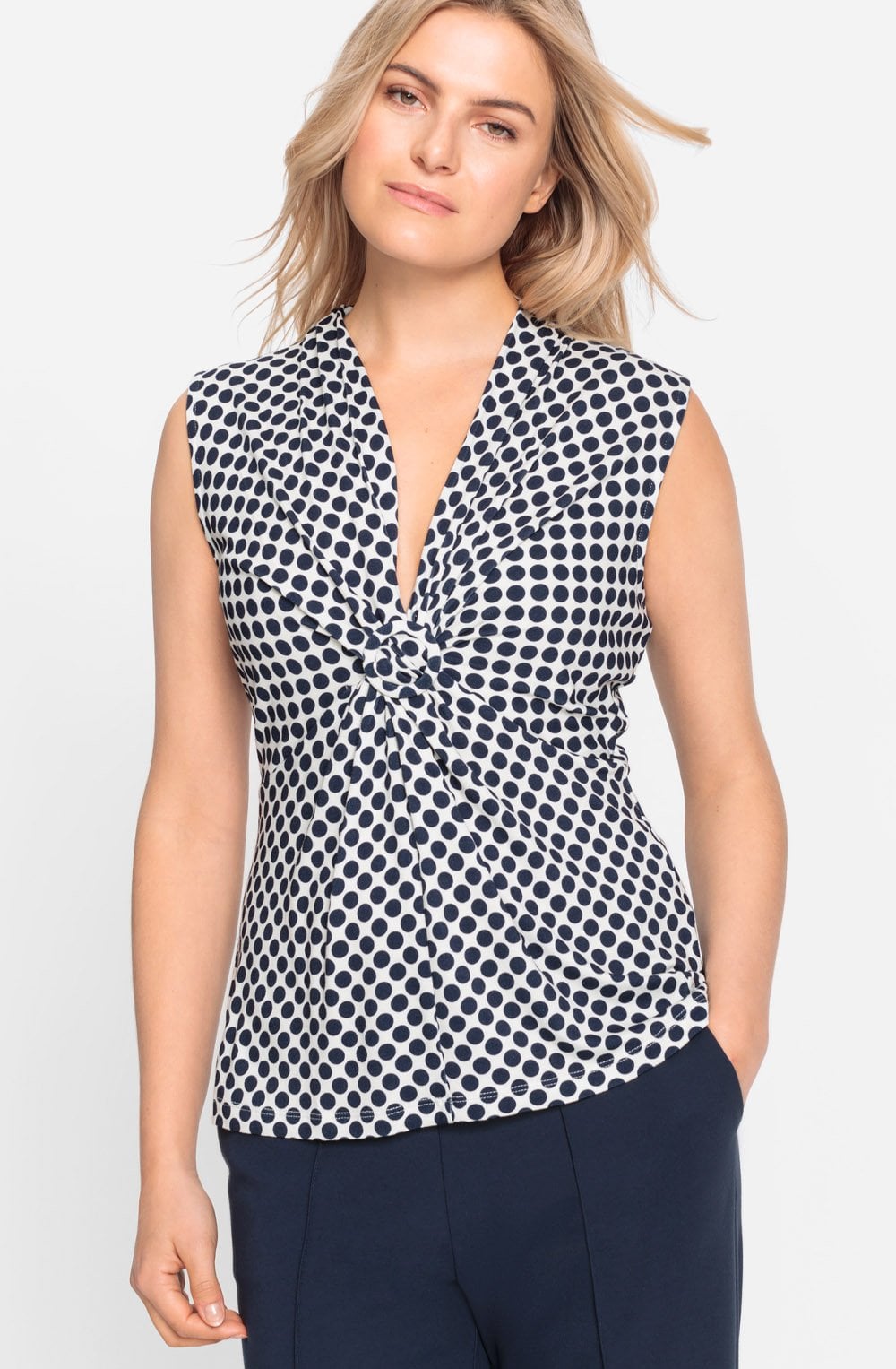 Ink Blue Gathered Sleeveless Edda Top