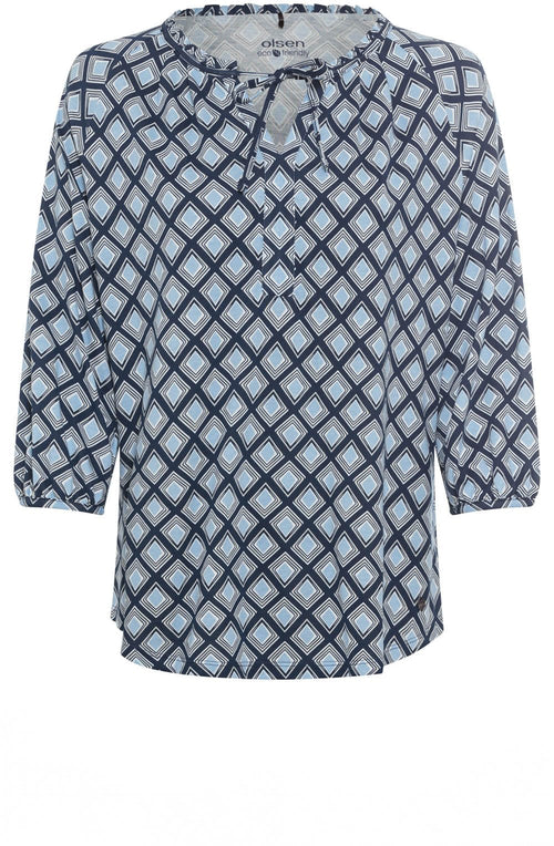 Ink Blue Geometric Print Hannah Top