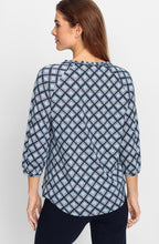 Ink Blue Geometric Print Hannah Top