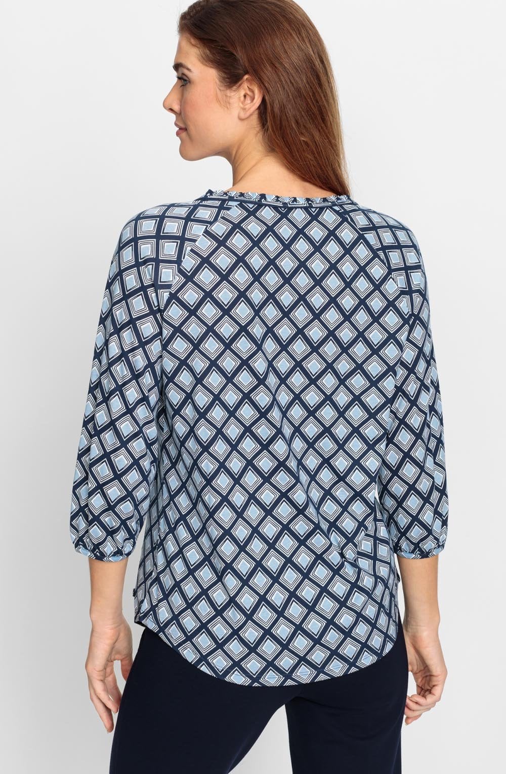 Ink Blue Geometric Print Hannah Top