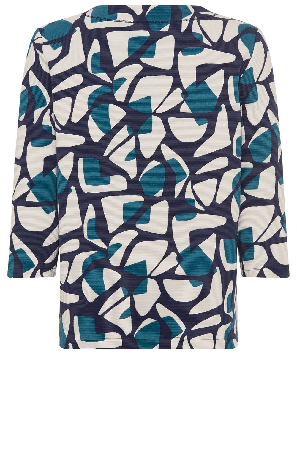Ink Blue Graphic Print Ribbed Henny Top