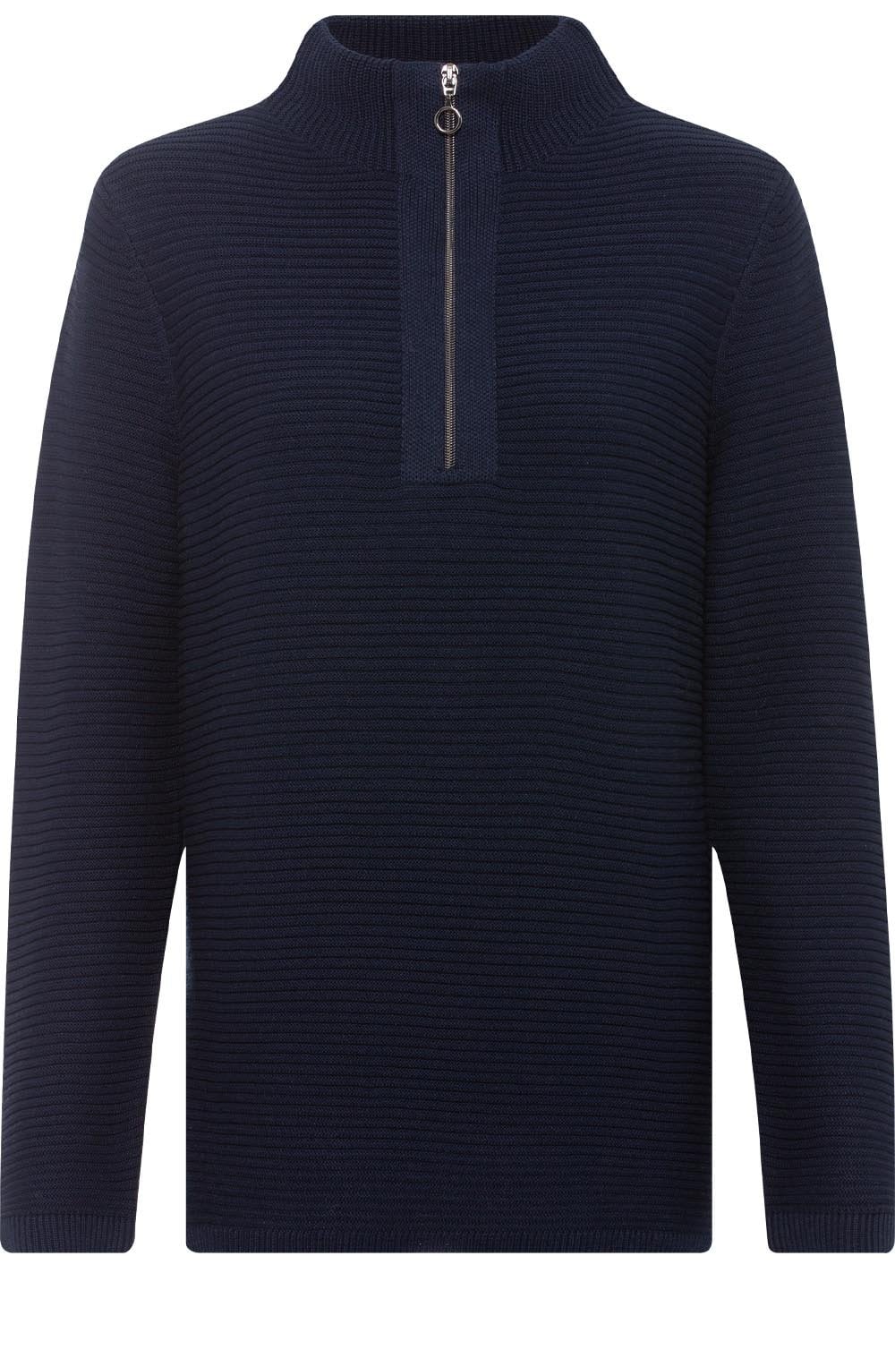 Ink Blue Horizontal Ribbed Jumper