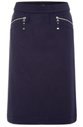 Ink Blue Jersey Skirt With Zips