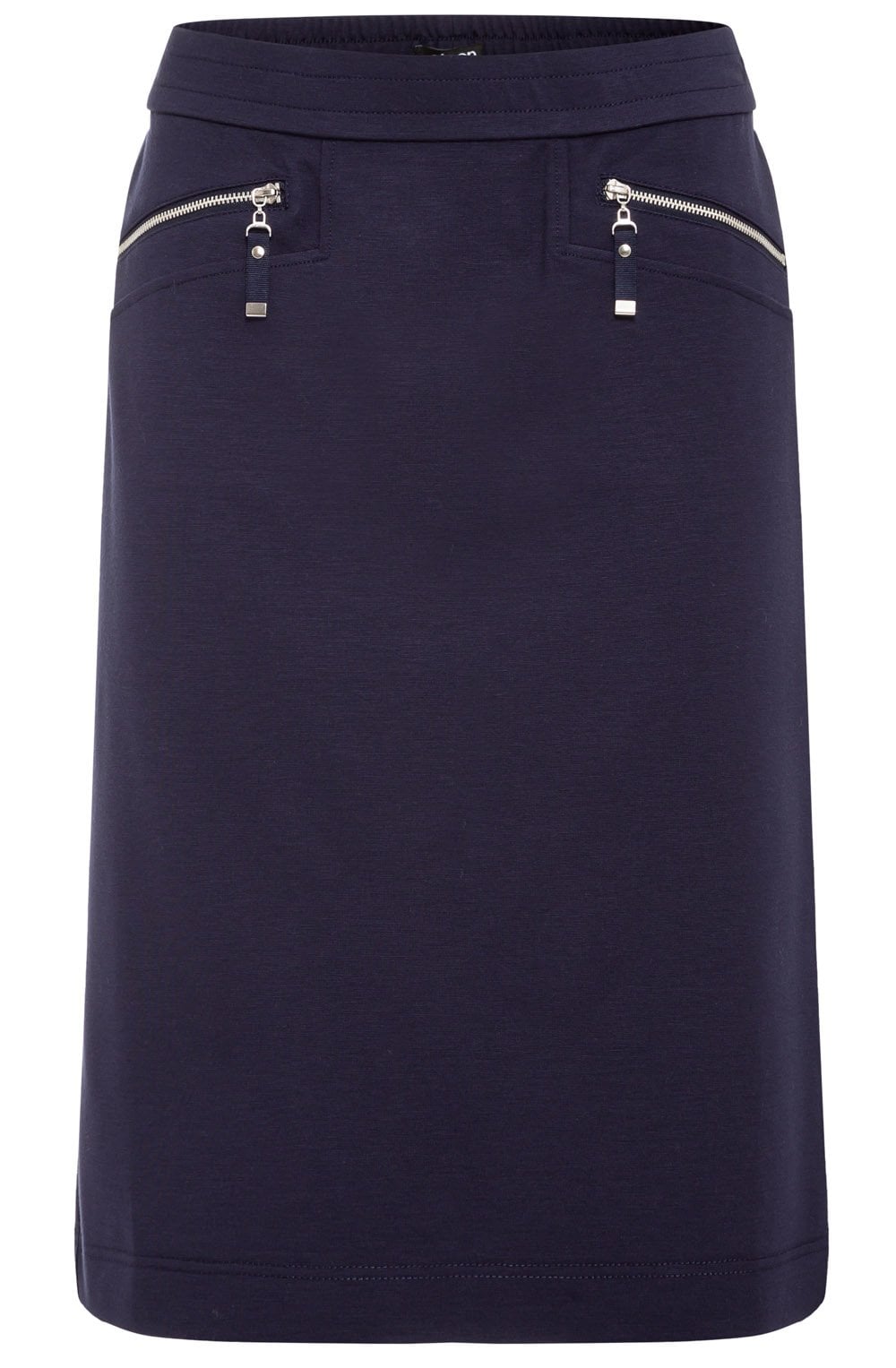 Ink Blue Jersey Skirt With Zips