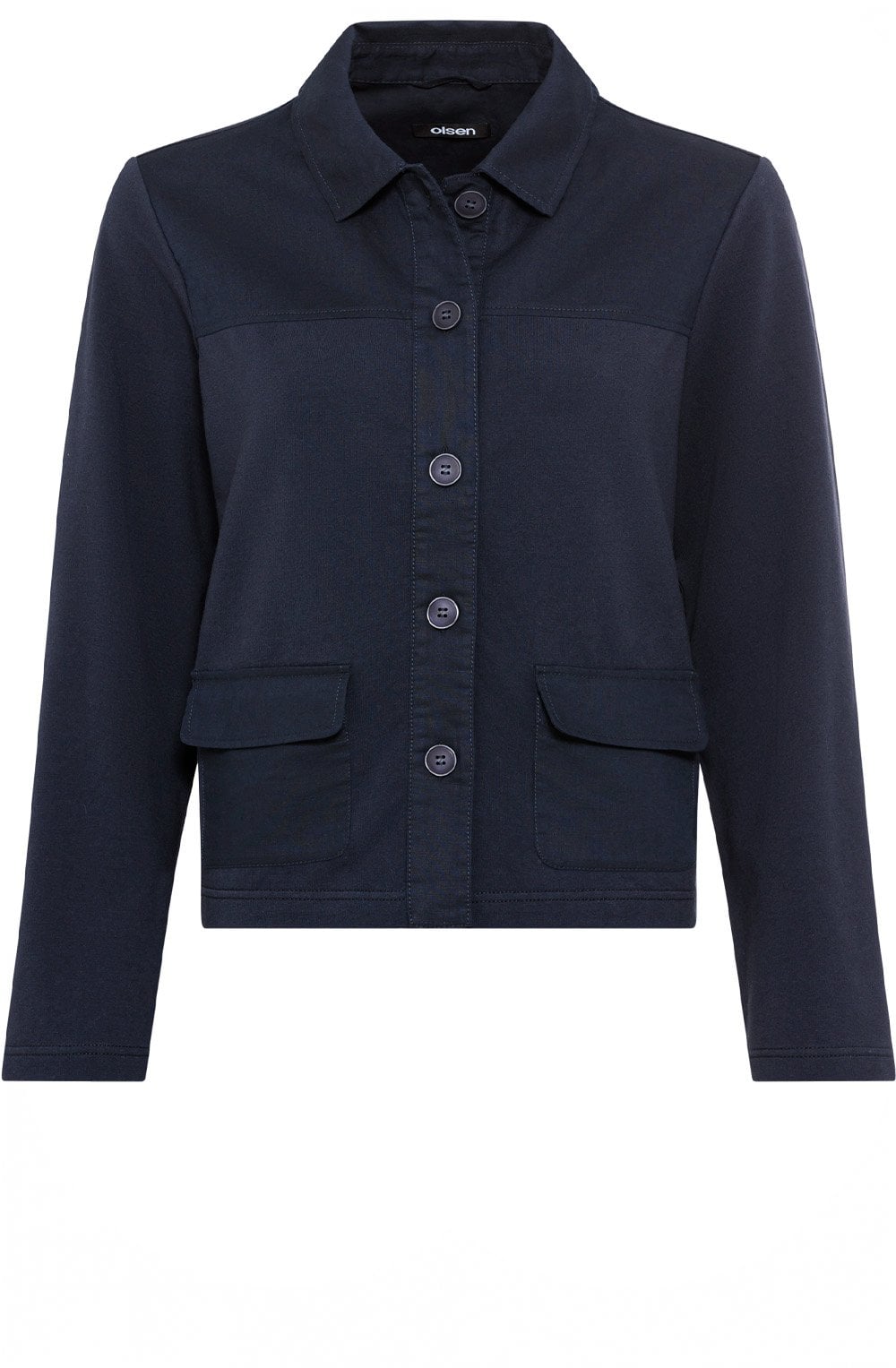Ink Blue Linen and Cotton Blend Jacket