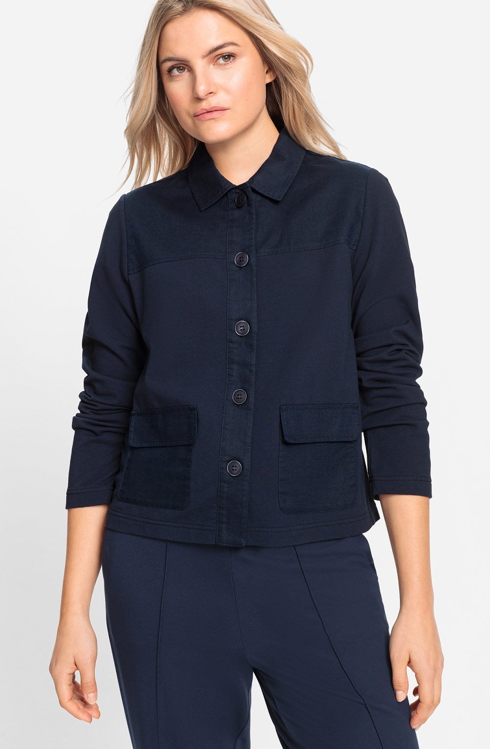 Ink Blue Linen and Cotton Blend Jacket