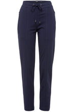 Ink Blue Lisa Zipped Pockets Straight Fit Jersey Trousers