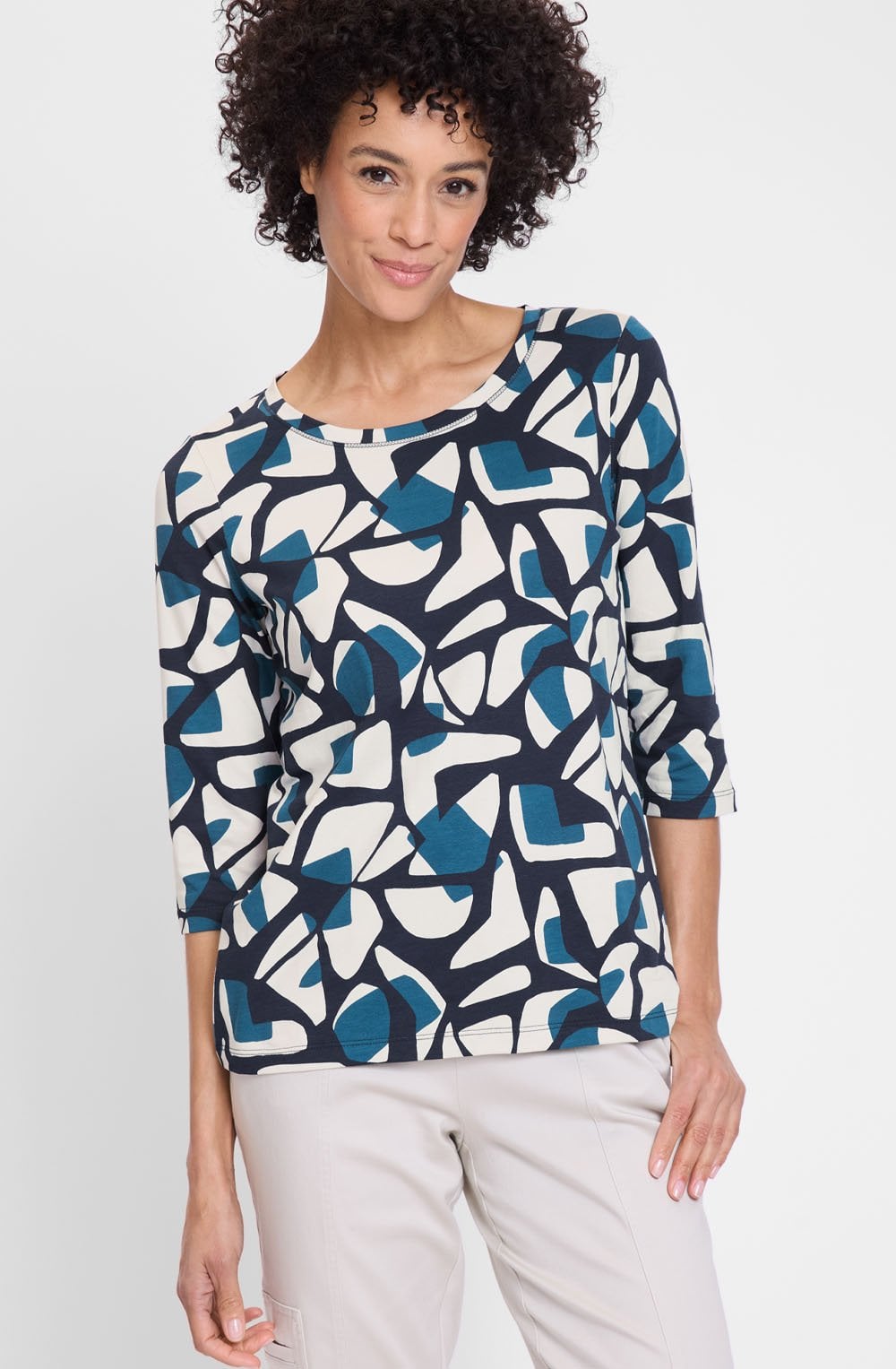 Ink Blue Neo Comfort All Over Print Hannah Top