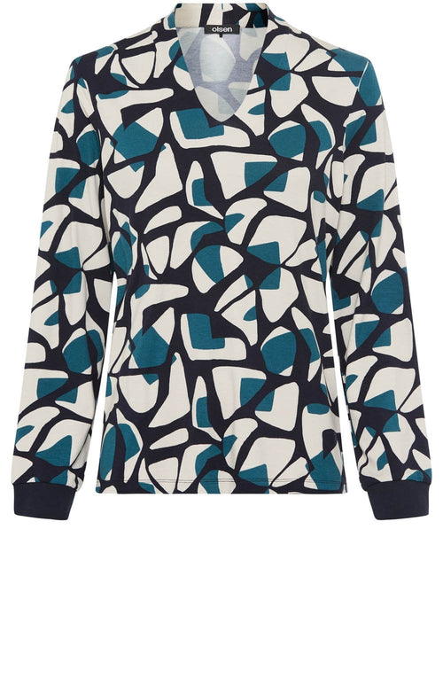 Ink Blue Neo Comfort Graphic Print Hannah Top
