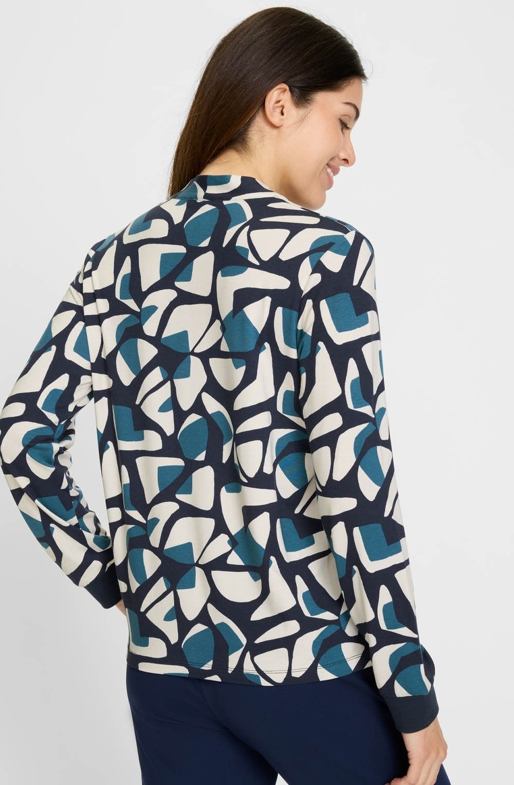 Ink Blue Neo Comfort Graphic Print Hannah Top