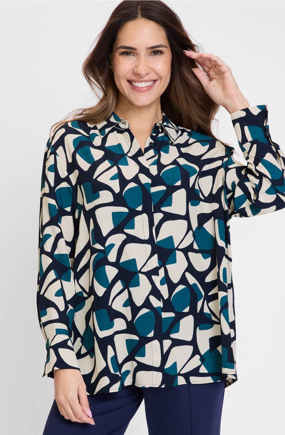 Ink Blue Neo Comfort Graphic Print Shirt