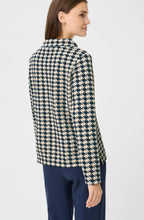 Ink Blue Oversized Houndstooth Funnel Neck Henny Top
