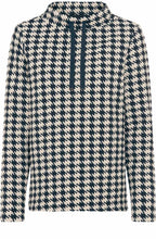Ink Blue Oversized Houndstooth Funnel Neck Henny Top