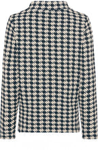 Ink Blue Oversized Houndstooth Funnel Neck Henny Top