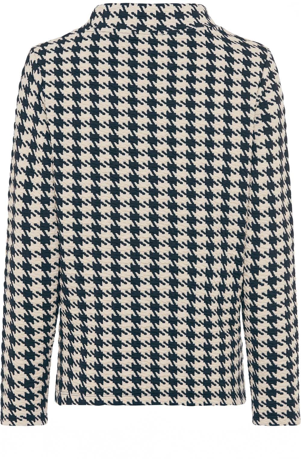 Ink Blue Oversized Houndstooth Funnel Neck Henny Top