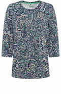 Ink Blue Paisley Print Amy Top