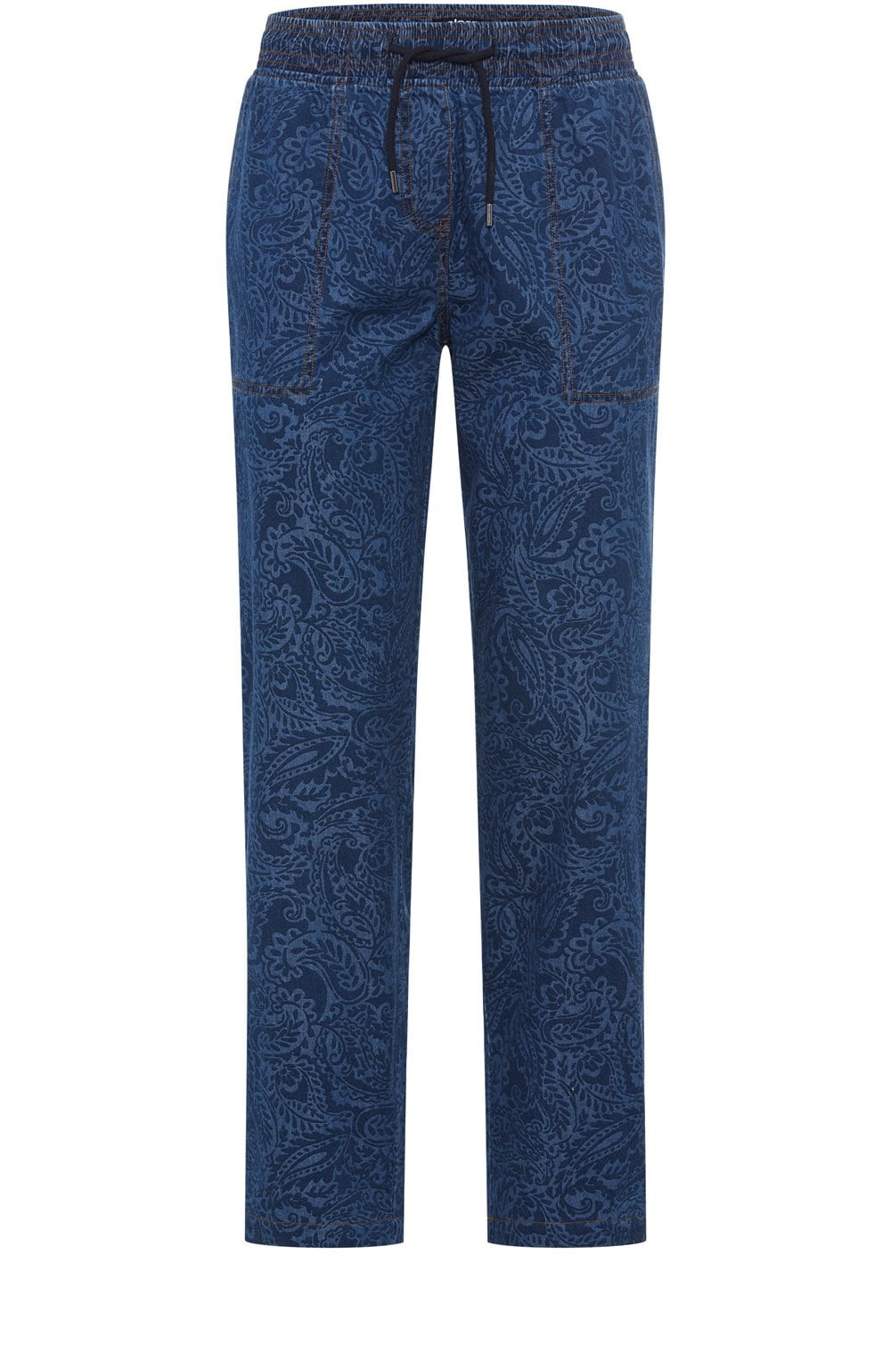 Ink Blue Patterned Denim Lisa Trousers