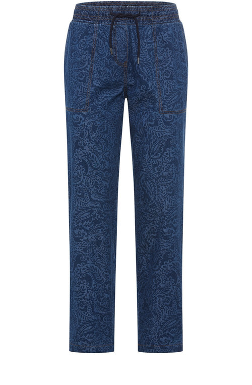 Ink Blue Patterned Denim Lisa Trousers