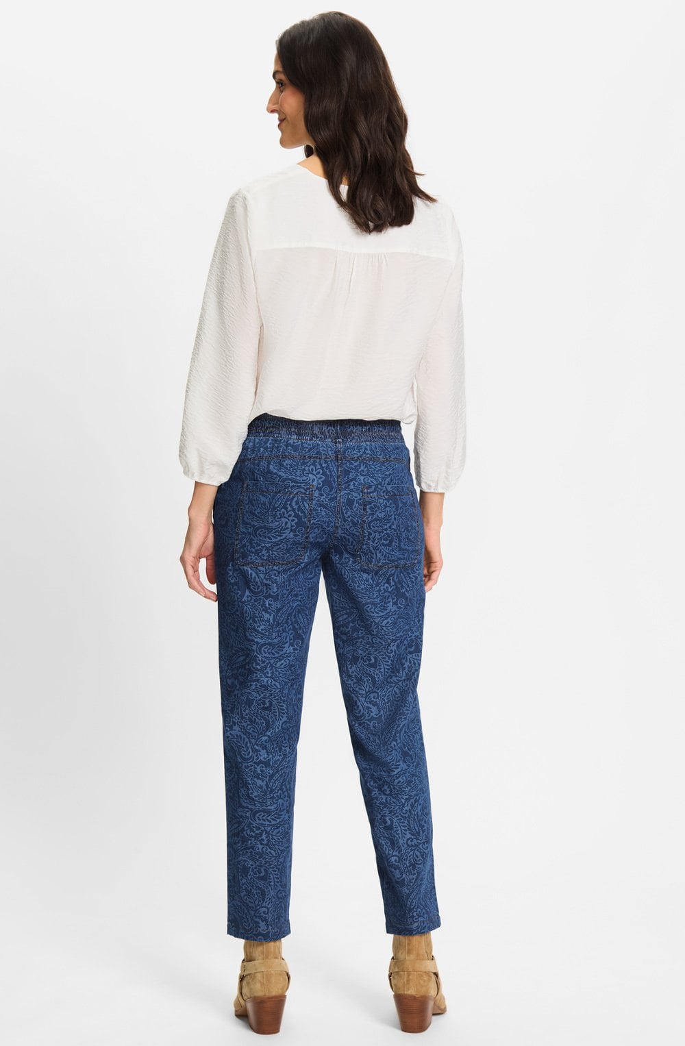 Ink Blue Patterned Denim Lisa Trousers