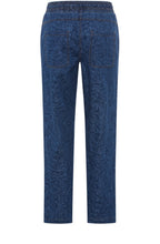 Ink Blue Patterned Denim Lisa Trousers