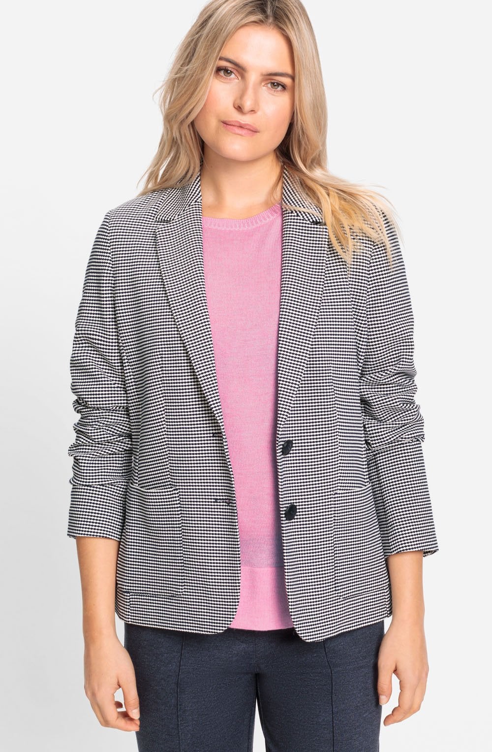 Ink Blue Patterned Jersey Blazer