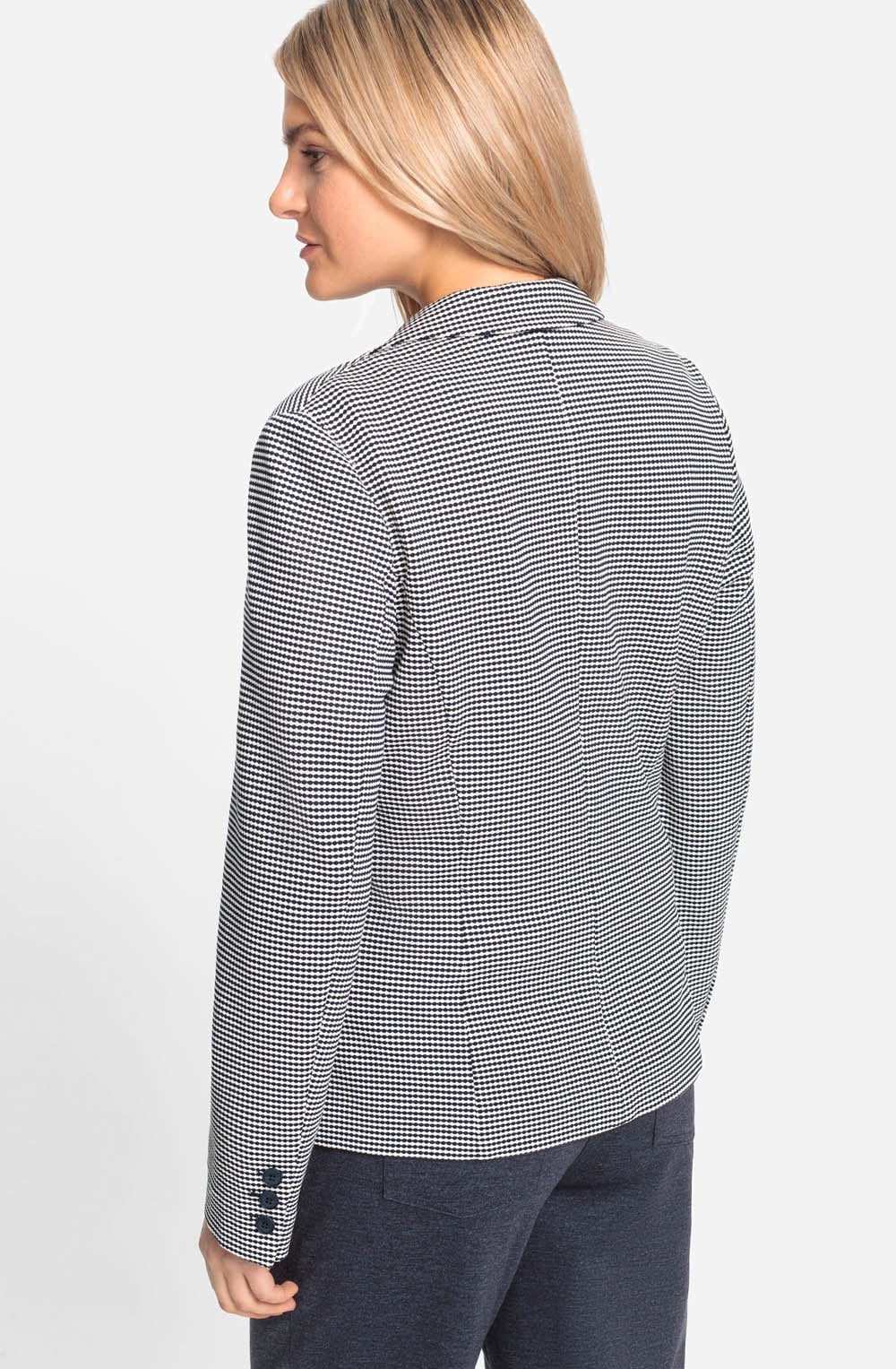 Ink Blue Patterned Jersey Blazer