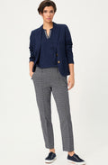 Ink Blue Patterned Lisa Straight Fit Trousers