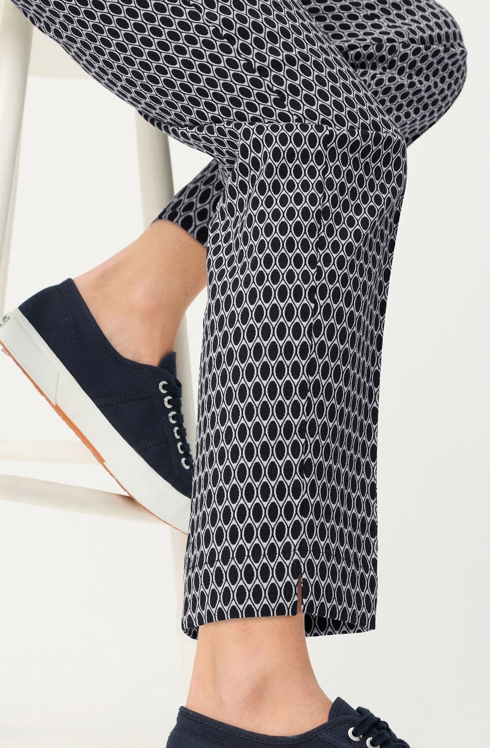 Ink Blue Patterned Lisa Straight Fit Trousers
