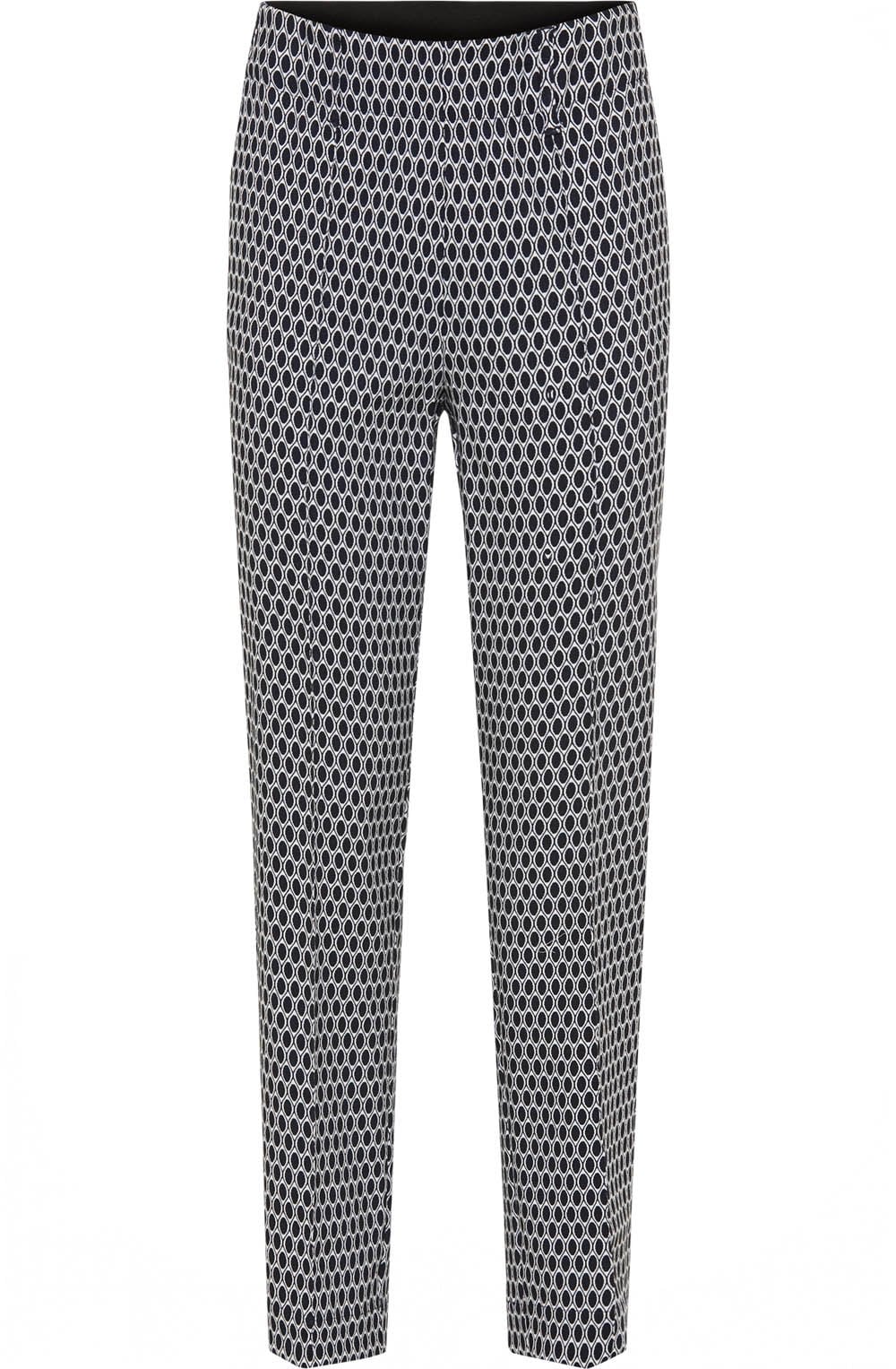 Ink Blue Patterned Lisa Straight Fit Trousers
