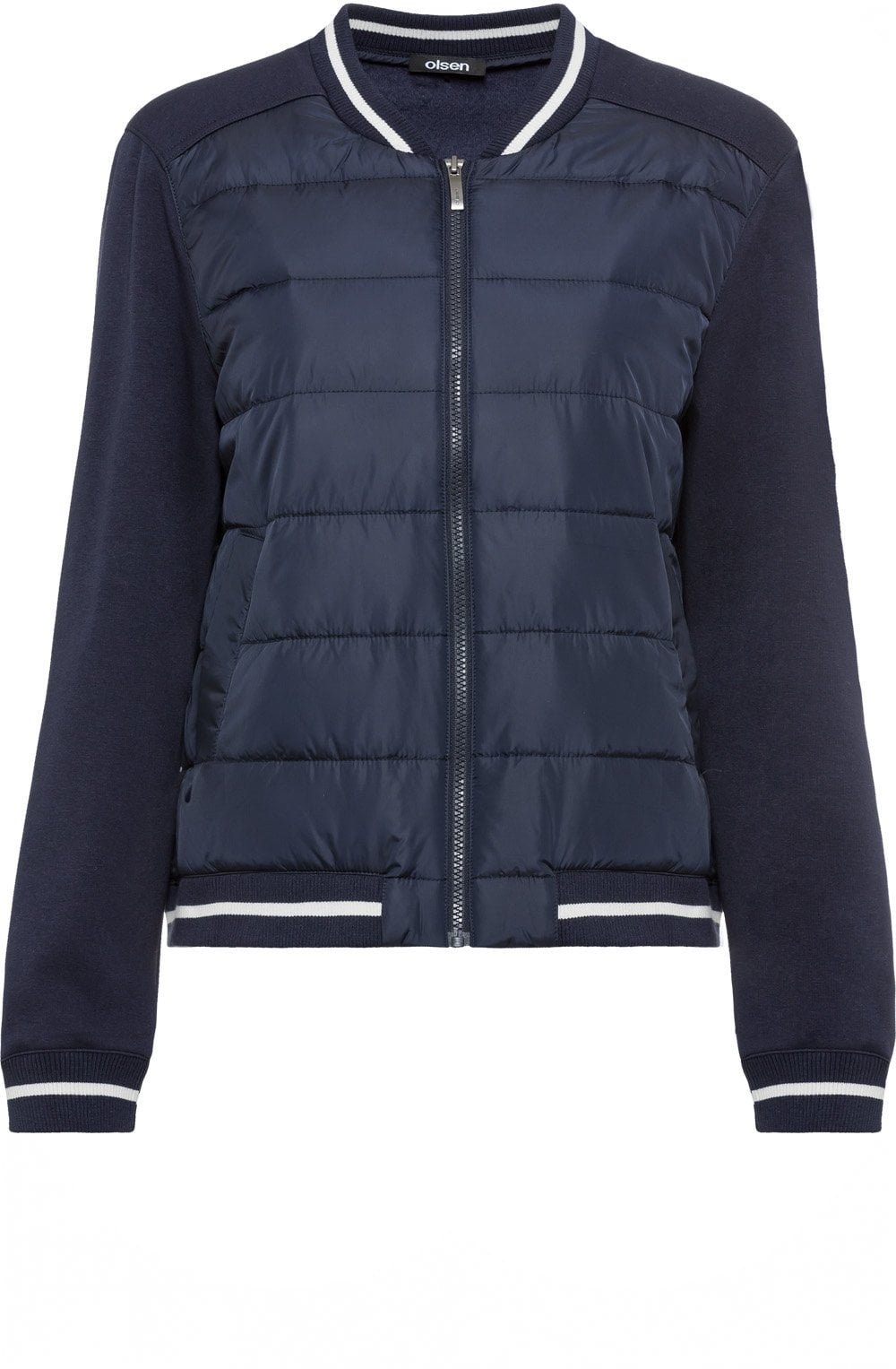 Ink Blue Preppy Bomber Jacket