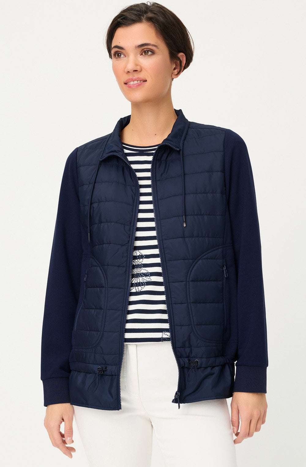 Ink Blue Quilted and Jersey Henny Jacket