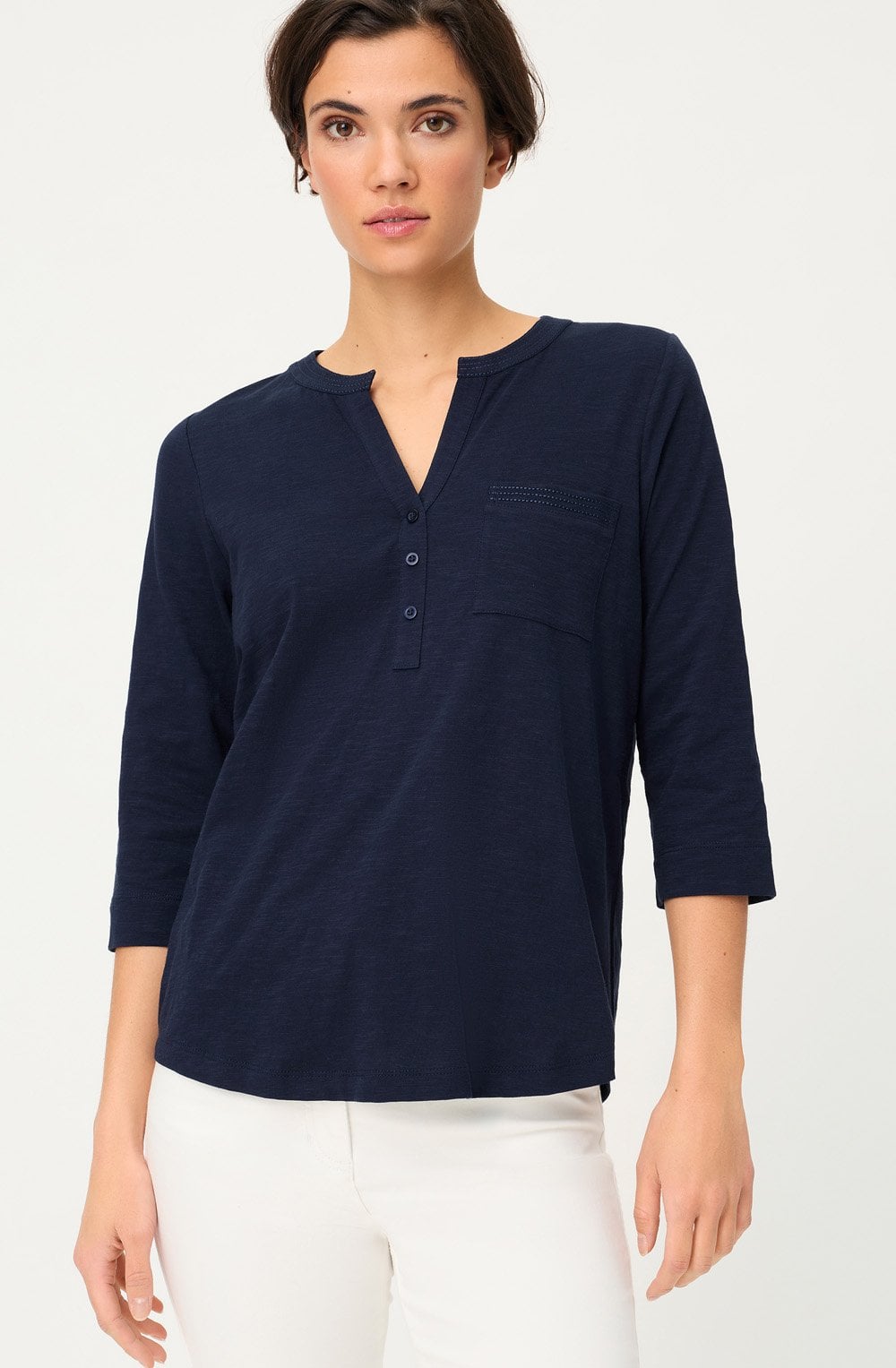 Ink Blue Single Pocket Hannah Top