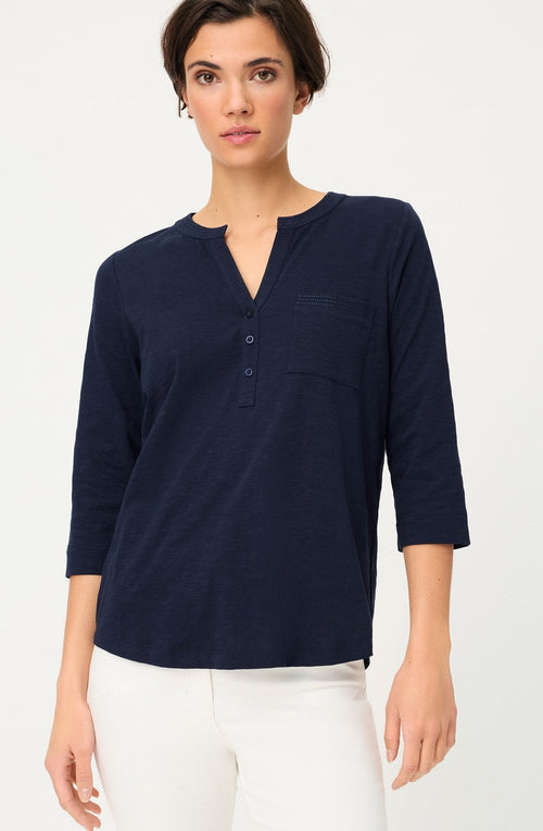 Ink Blue Single Pocket Hannah Top