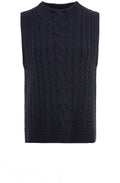 Ink Blue Sleeveless Cable Knit Jumper