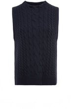 Ink Blue Sleeveless Cable Knit Jumper
