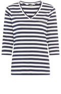 Ink Blue Stripe and Stud V Neck Hannah Top