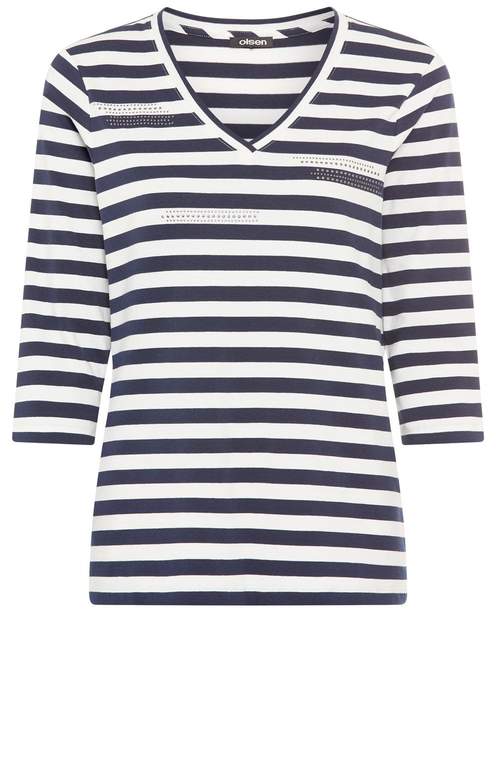 Ink Blue Stripe and Stud V Neck Hannah Top