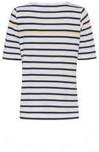 Ink Blue Stripe Beach Scene T Shirt