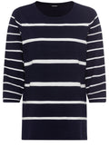 Ink Blue Striped Sleeve Sweater