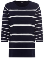 Ink Blue Striped Sleeve Sweater