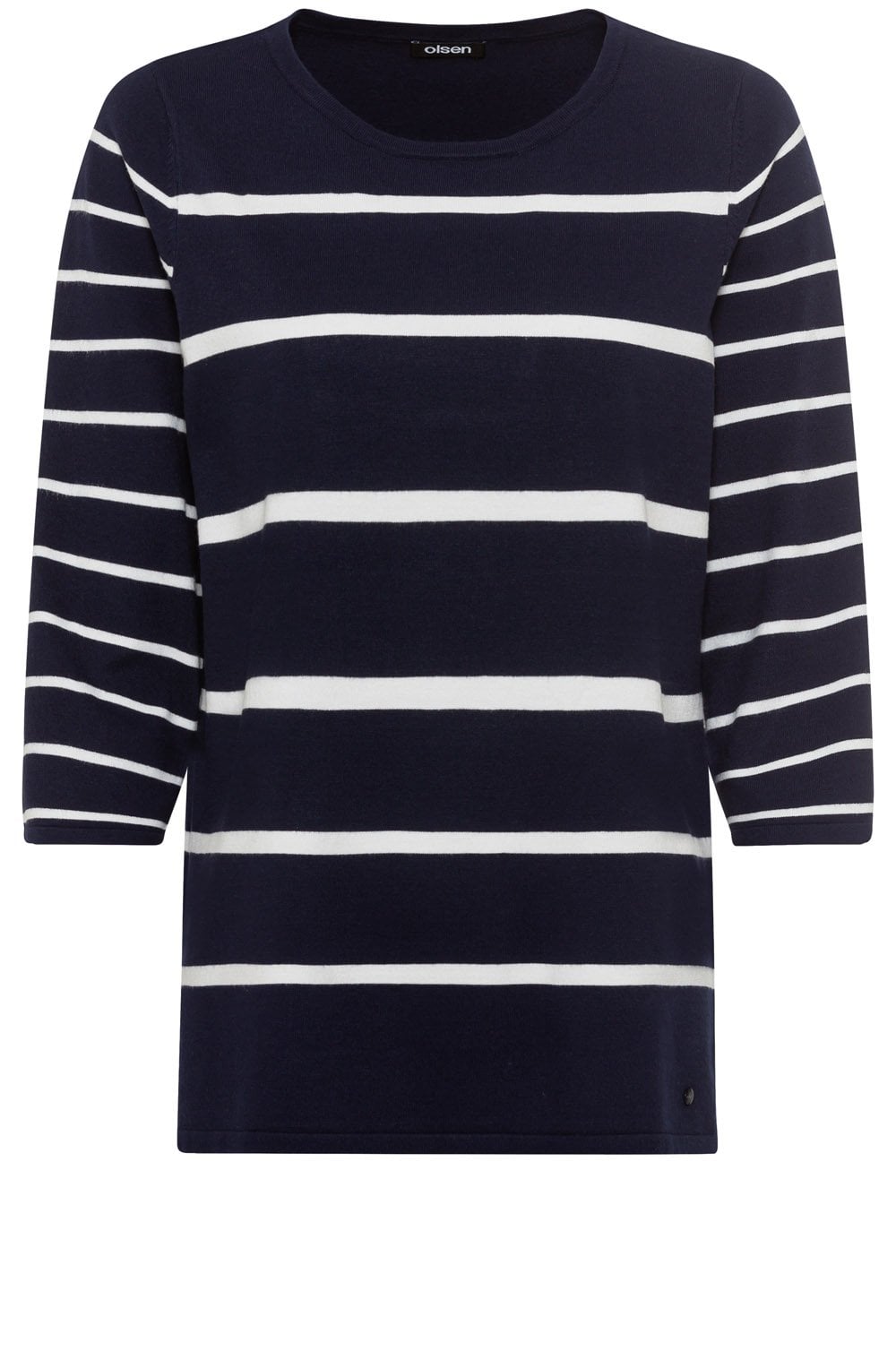 Ink Blue Striped Sleeve Sweater