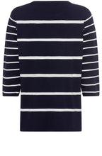 Ink Blue Striped Sleeve Sweater