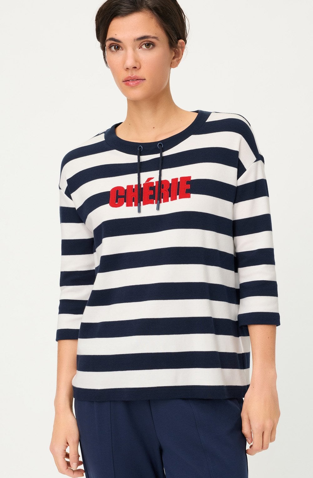Ink Blue Striped Chérie Cora Sweatshirt