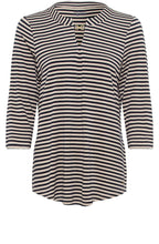 Ink Blue Striped Hannah Top with Gold Detail