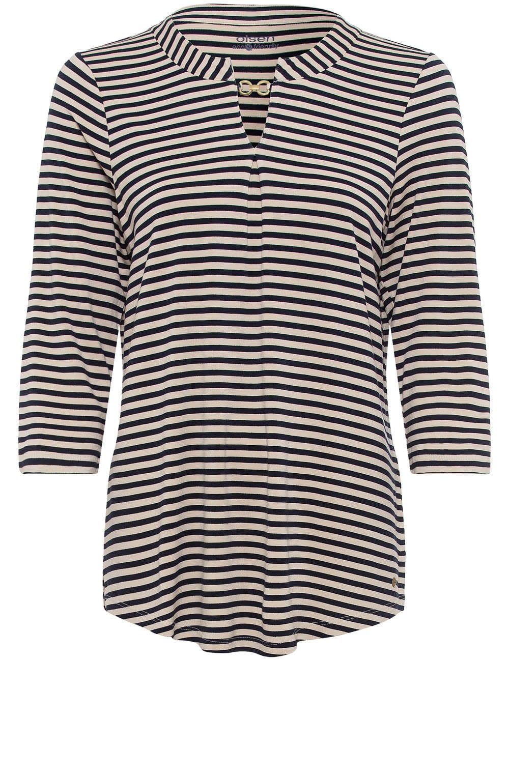 Ink Blue Striped Hannah Top with Gold Detail
