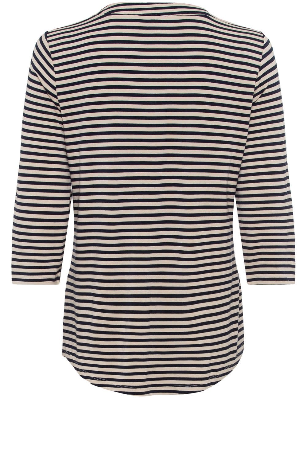 Ink Blue Striped Hannah Top with Gold Detail
