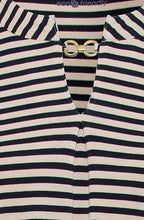 Ink Blue Striped Hannah Top with Gold Detail