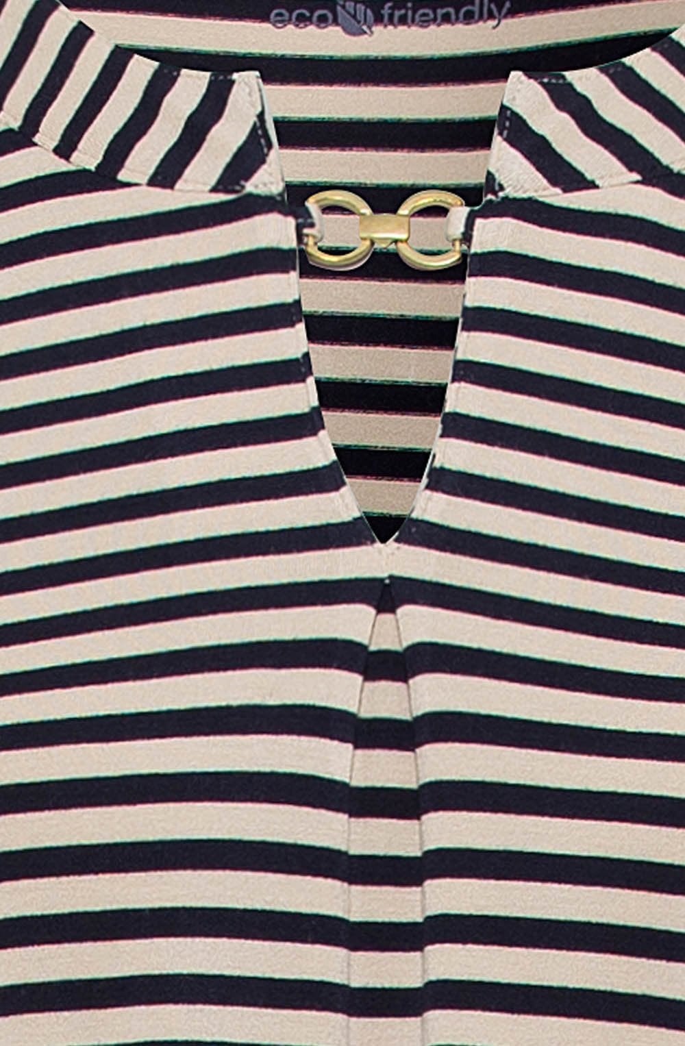 Ink Blue Striped Hannah Top with Gold Detail
