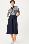 Ink Blue Striped T Shirt Style Dress