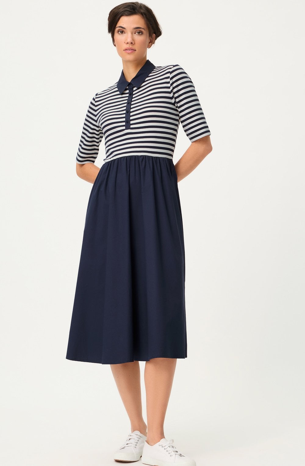 Ink Blue Striped T Shirt Style Dress